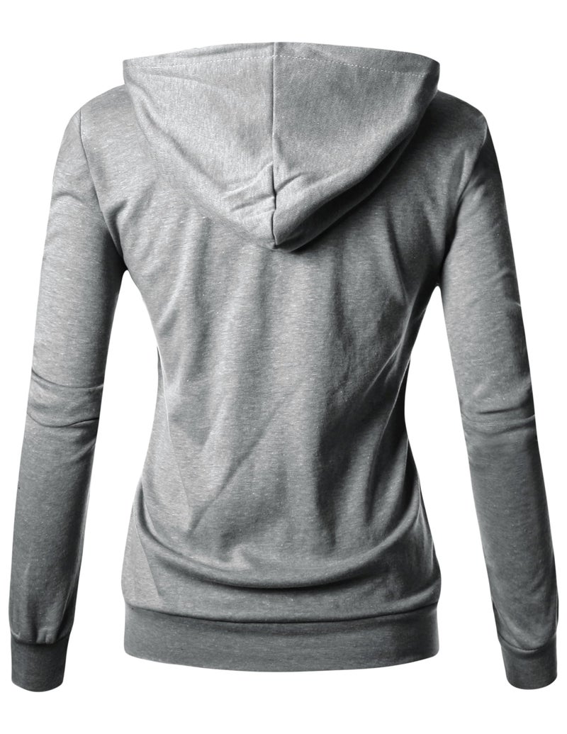 GIVON Women's Lightweight Zip Up Hoodie â€“ Long Sleeve Thin Casual Hooded Jacket, Plus DCF200-GREY-L - Image 3